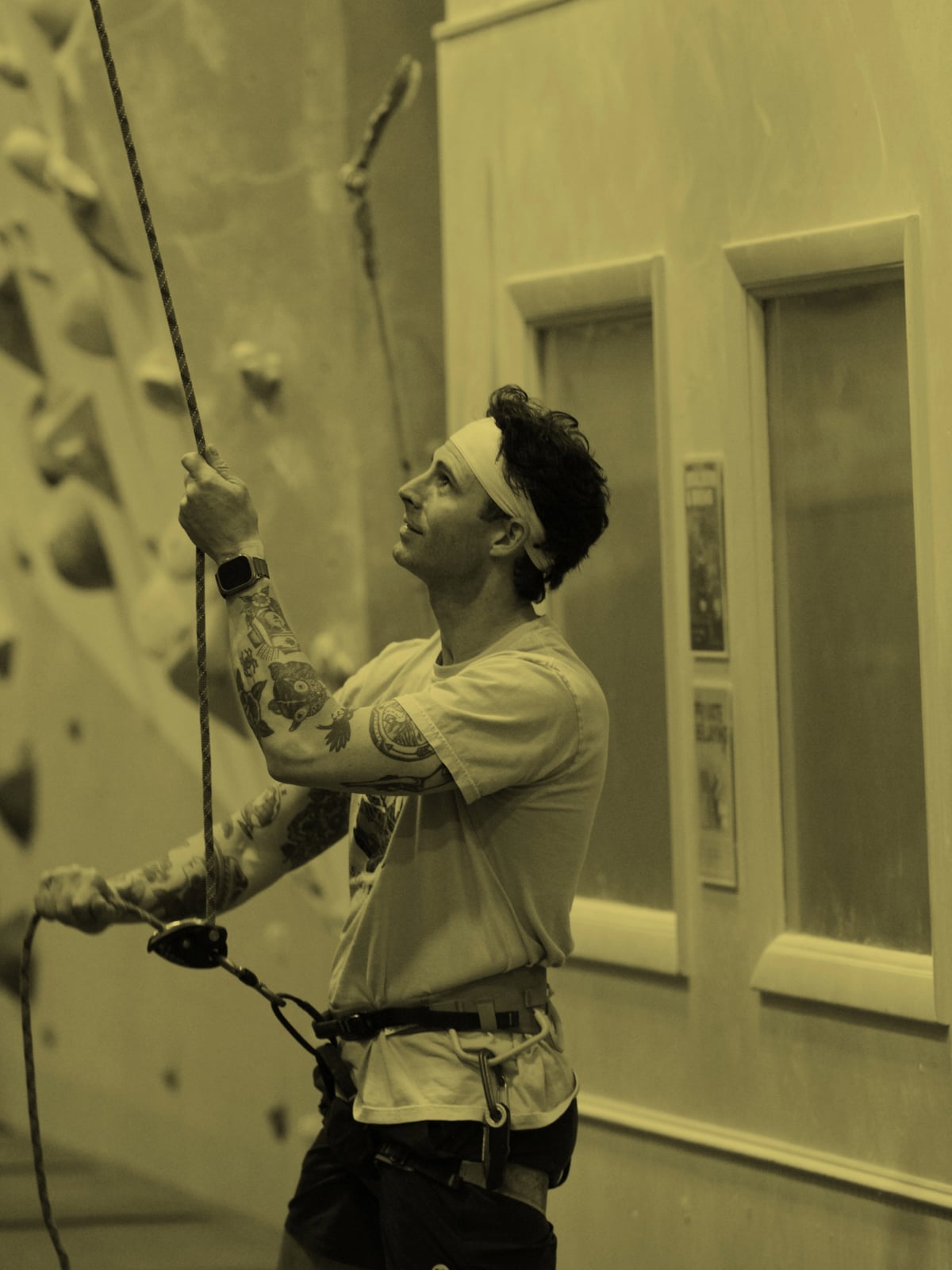 Climber enjoying membership benefits